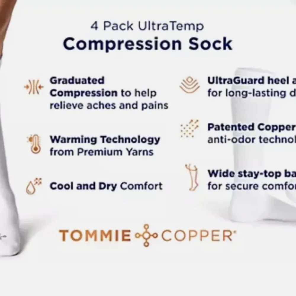 Tommie Copper 6Pk SungStay OTC, Basic Stripe Large Compression Socks. NWT - Picture 4 of 4